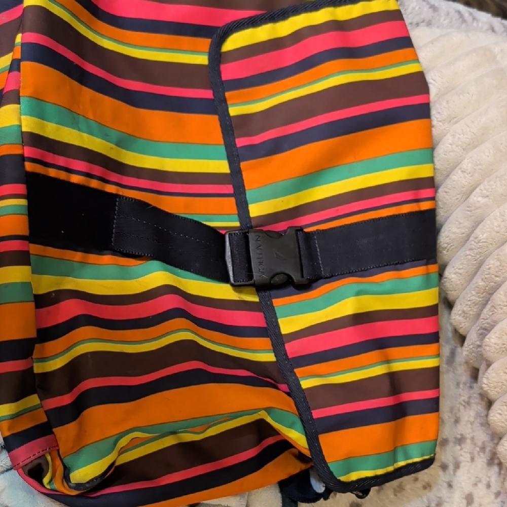 Nautica Multicolor Striped Dog Coat with Black Buckle